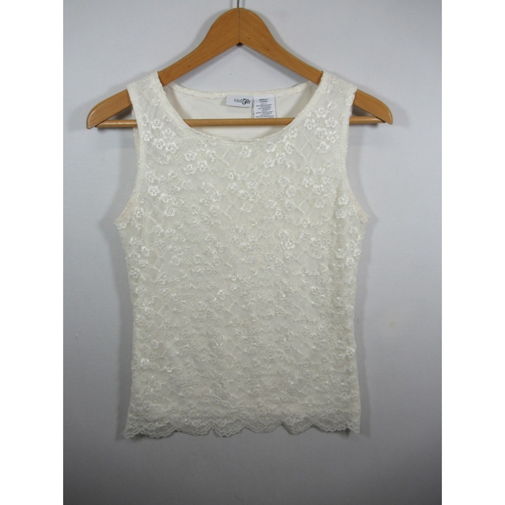 East 5th Lace Camisole Tank Top Women Small Ivory Sleeveless Lined